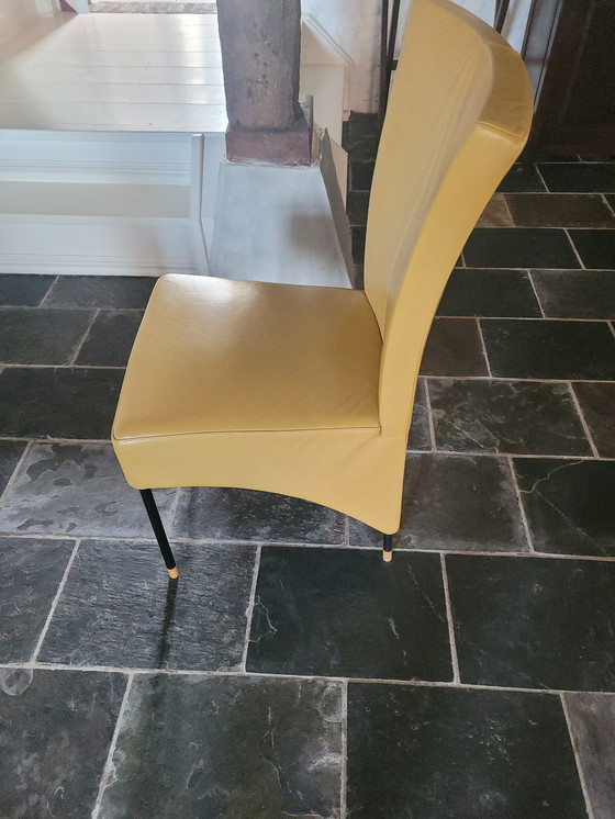 Image 1 of 6x van Til ochre yellow leather dining chair