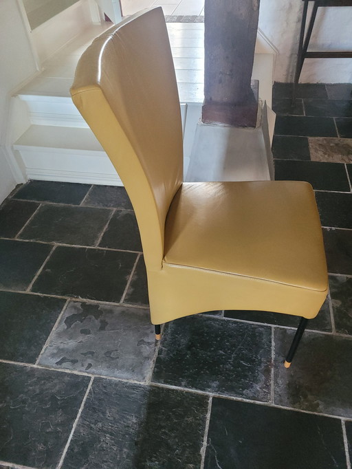 6x van Til ochre yellow leather dining chair