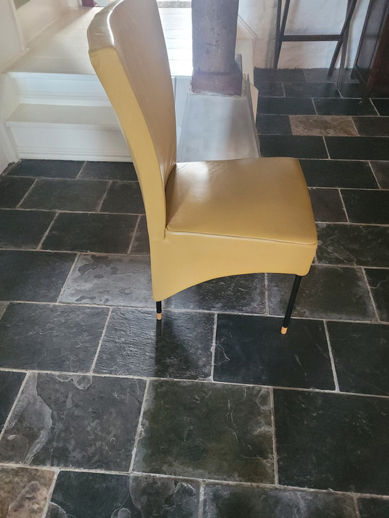 Image 1 of 6x van Til ochre yellow leather dining chair