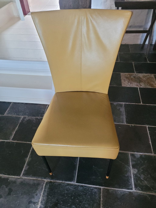 6x van Til ochre yellow leather dining chair