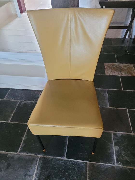 Image 1 of 6x van Til ochre yellow leather dining chair