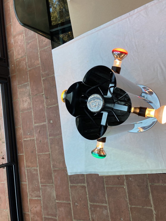 Image 1 of Lamp, Space,Age Four Metal Bulbs, Chrome, Vintage, 70's