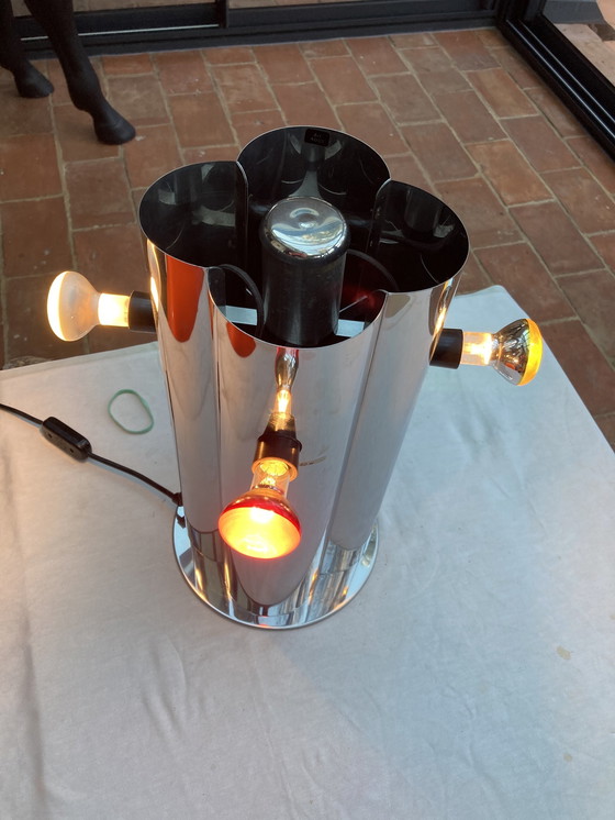 Image 1 of Lamp, Space,Age Four Metal Bulbs, Chrome, Vintage, 70's