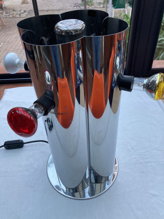 Image 1 of Lamp, Space,Age Four Metal Bulbs, Chrome, Vintage, 70's