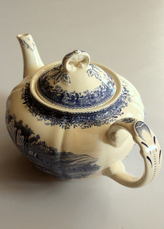 Image 1 of Teiera in porcellana Villeroy Boch Burgenland blu-bianco - Vintage