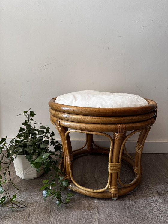 Image 1 of Bamboo rattan stool