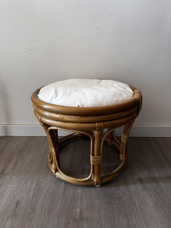 Image 1 of Tabouret en bambou et rotin