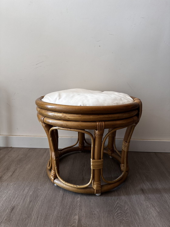 Image 1 of Tabouret en bambou et rotin