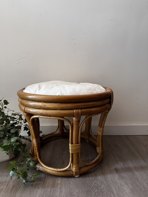 Tabouret en bambou et rotin