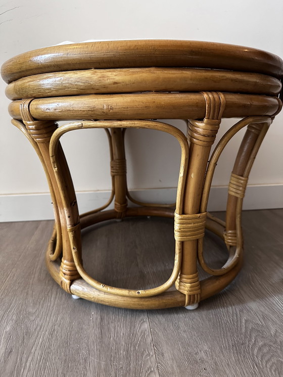 Image 1 of Tabouret en bambou et rotin