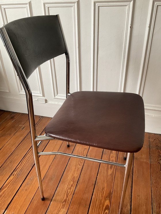 Sedia bicolore vintage in skai e cromo – Sedie da pranzo, Chrome