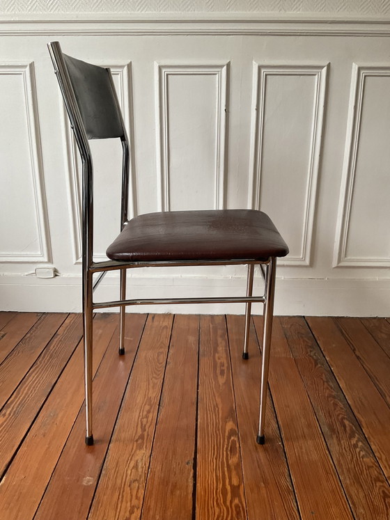 Sedia bicolore vintage in skai e cromo – Sedie da pranzo, Chrome (photo 3 of 11)