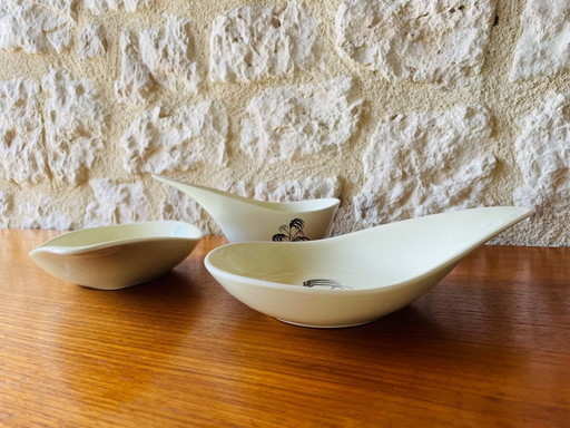 Vintage French, Ceramic Appetizer Dishes From Salins, 1960’s, Set of 3