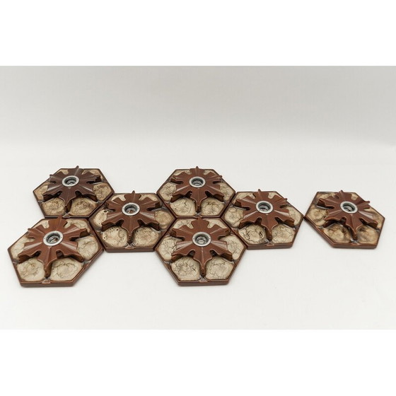 Image 1 of Set di 7 lampade da parete vintage in ceramica marrone, Germania 1970