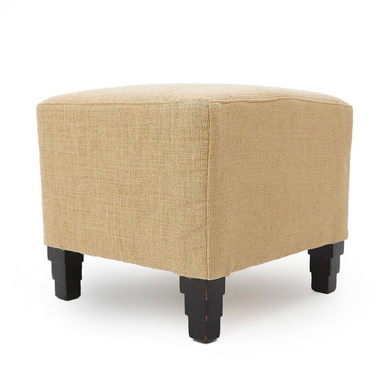 Image 1 of Art Deco vintage square pouf, 1930s