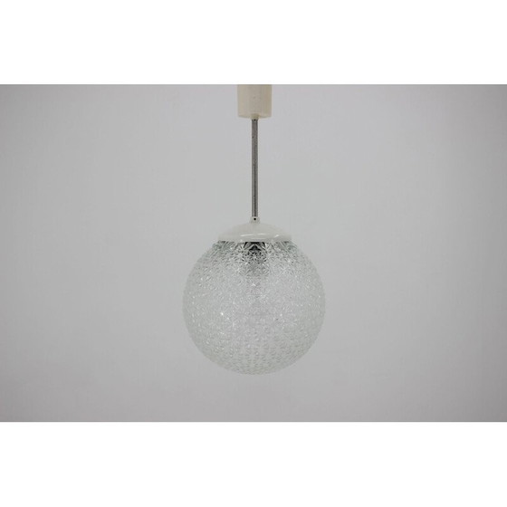 Image 1 of Vintage glass, metal and plastic pendant lamp, Czechoslovakia 1960