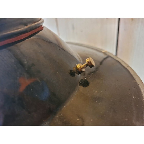 Image 1 of Vintage industrial pendant lamp in enamelled sheet metal and glass globe