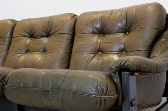 Image 1 of Brazilian Ebony & Leather Sofa, 1970s