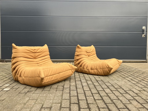 2X 100% Authentic Togo Ligne Roset 1 Seat, Warm Camel As New!!!