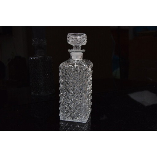 Vintage crystal glass liqueur decanter, Czechoslovakia 1950s