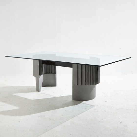 Image 1 of Vintage dining table in cast aluminum and lacquered wood by Giovanni Offredi for Saporiti, 1970