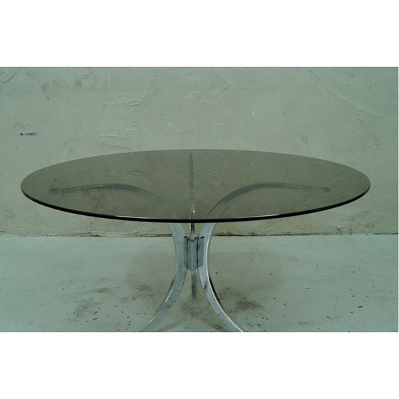 Image 1 of Vintage chrome and glass coffee table, Italy 1970