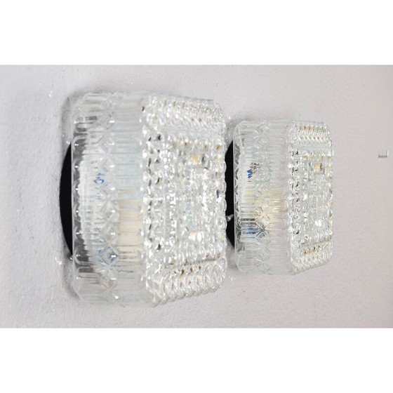 Image 1 of Pair of vintage transparent cut glass wall lights, Germany, 1960