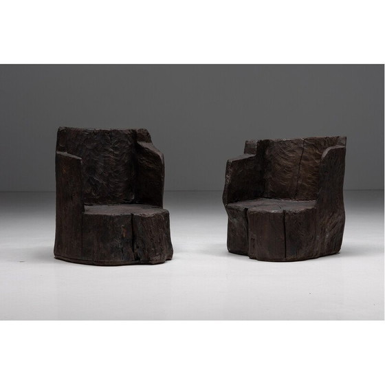 Image 1 of Brutalist vintage Monoxylite armchairs, France 1980s