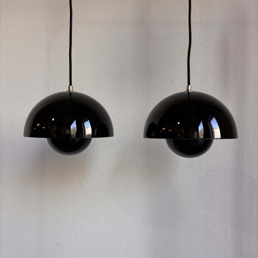 Set of 2 Flowerpot Pendant Lamps by Verner Panton