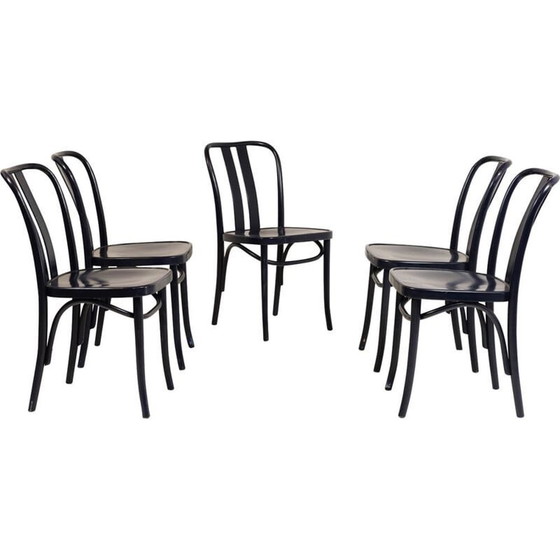 Image 1 of Set di 5 sedie blu vintage ZPM Radomsko 1960