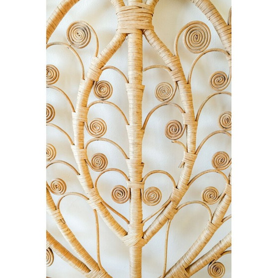 Image 1 of Vintage wicker "peacock heart" headboard, 1960
