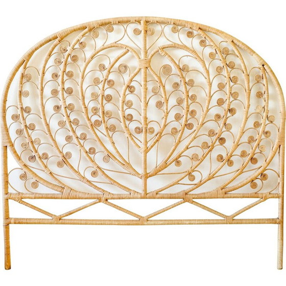 Image 1 of Vintage wicker "peacock heart" headboard, 1960