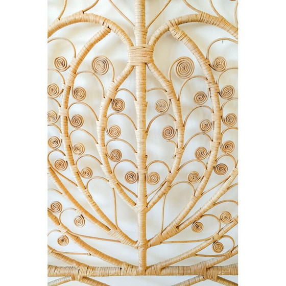 Image 1 of Vintage wicker "peacock heart" headboard, 1960