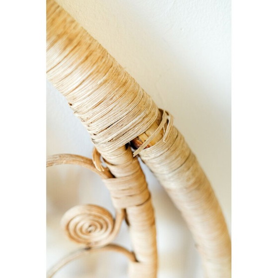 Image 1 of Vintage wicker "peacock heart" headboard, 1960