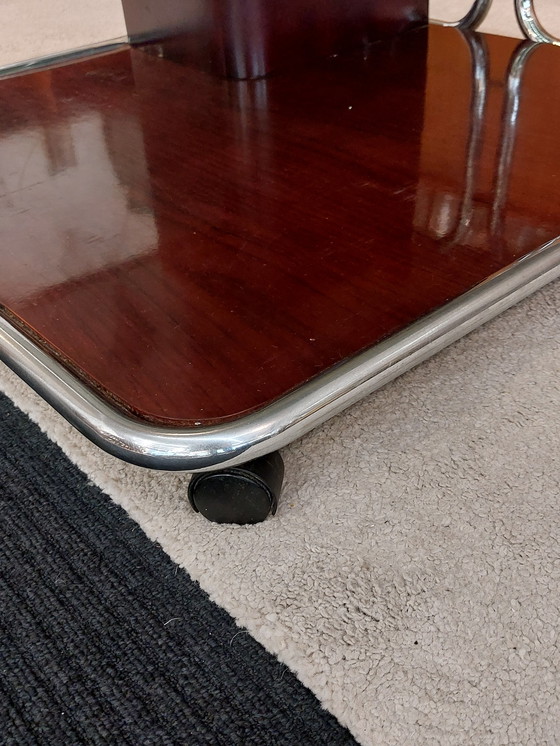 Image 1 of Table basse vintage space age verre fumé chrome 70s Italie