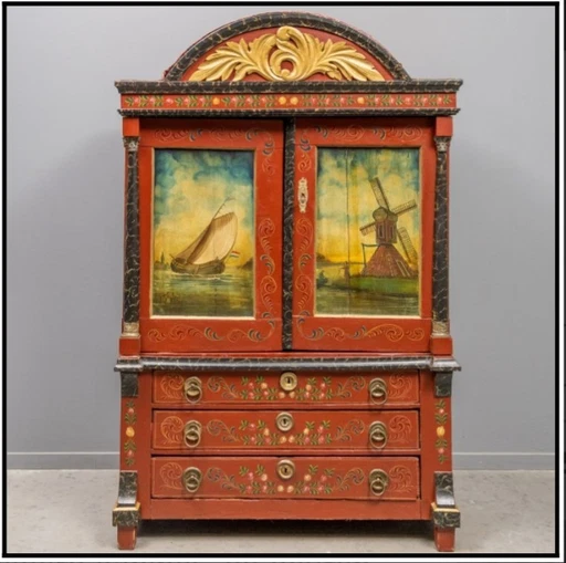 Hindelooper Cabinet 19th Century.