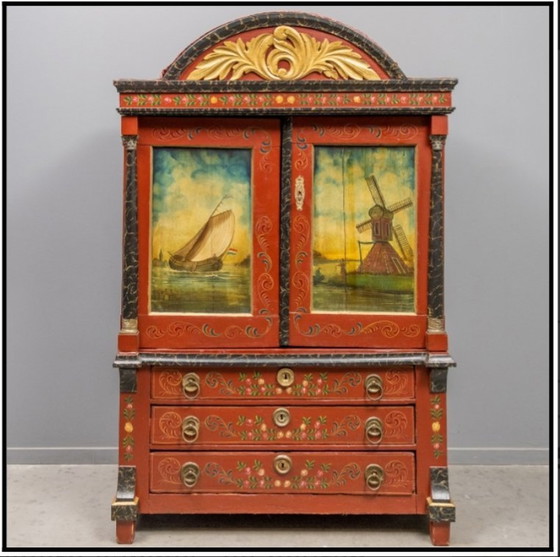 Image 1 of Hindelooper Cabinet 19th Century.