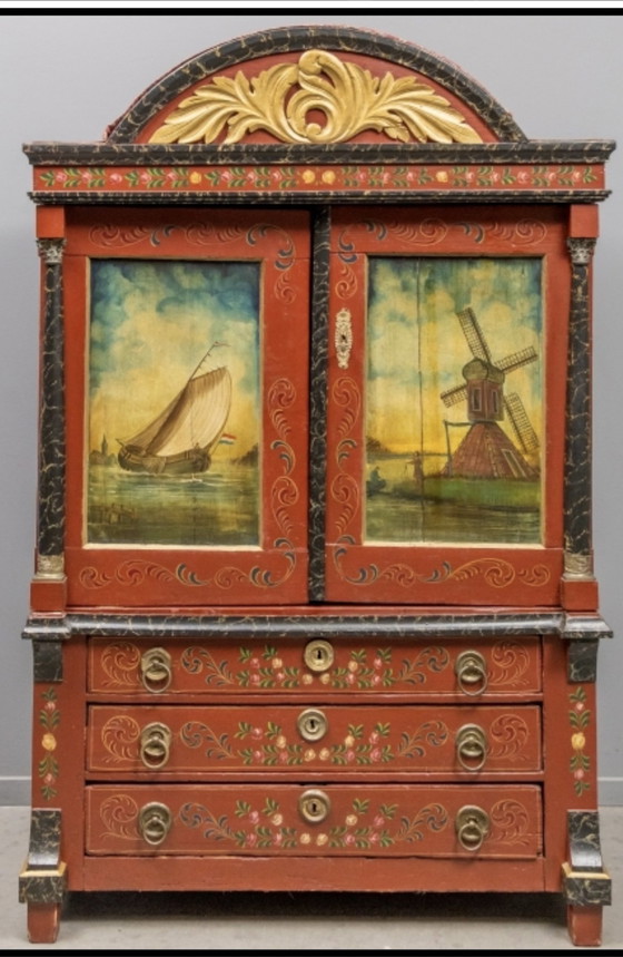 Image 1 of Hindelooper Cabinet 19th Century.