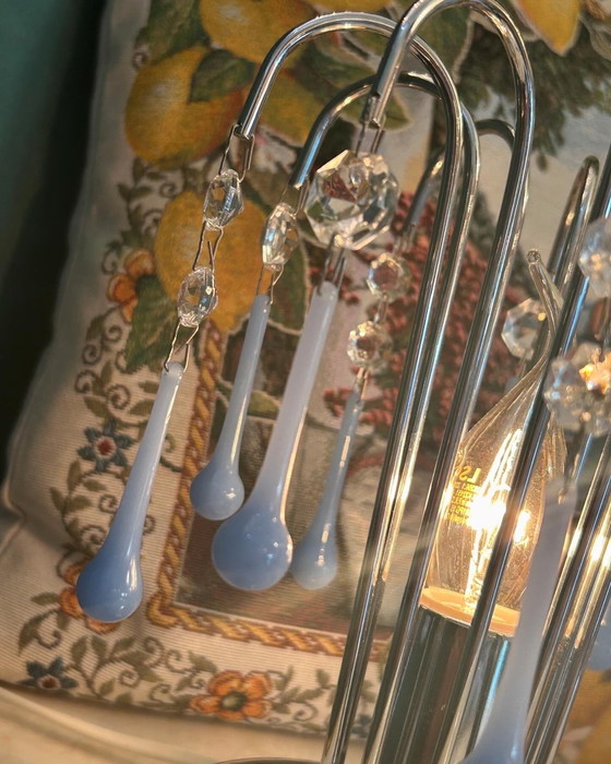 Image 1 of Set Of 2 Vintage Opaline Teardrop Table Lamps Lamps