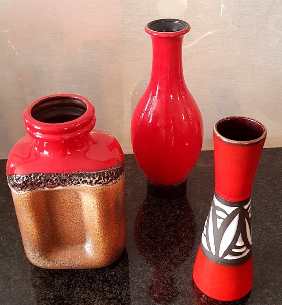 Image 1 of 3X Ceramic Vases From Scheurich & Steuler