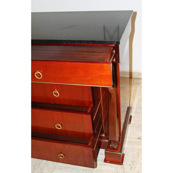 Image 1 of Vintage "swan-neck" chest of drawers in mahogany and black marble