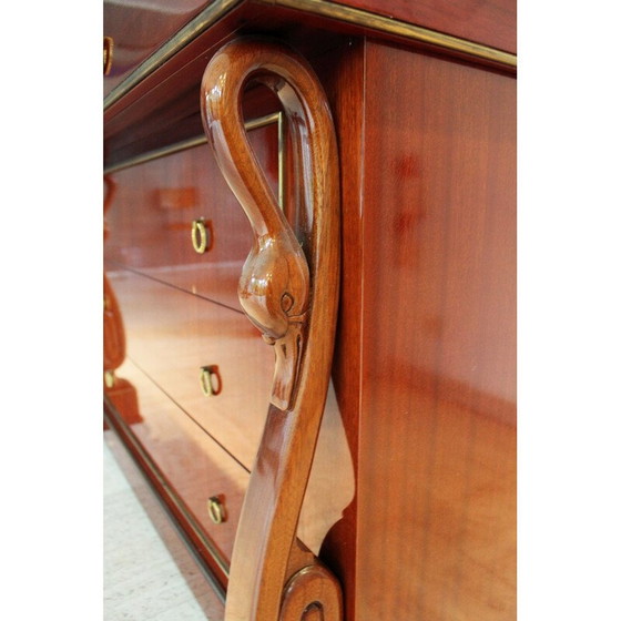 Image 1 of Vintage "swan-neck" chest of drawers in mahogany and black marble