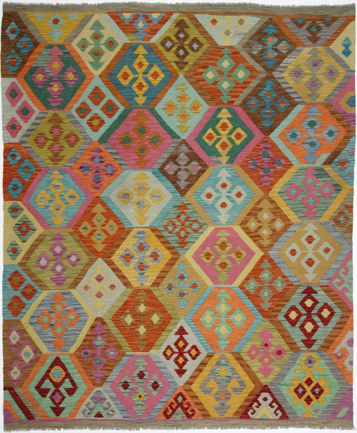 Original Old Style Kelim Afghan 250 X 210 Cm Top Condition