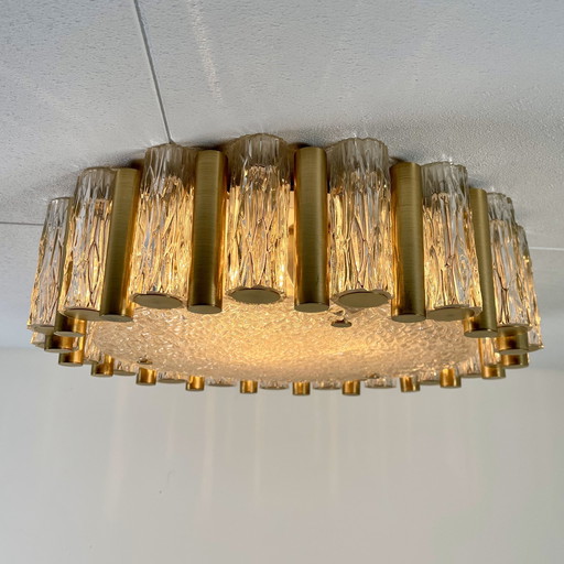 Kaiser Leuchten Ceiling Light With Brass And Ice Glass