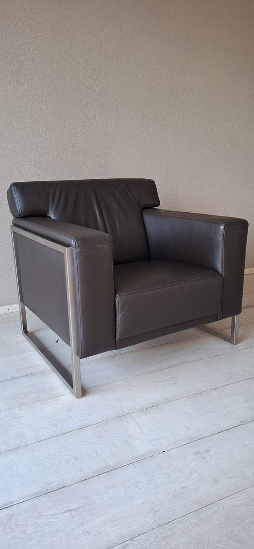 Leather Armchair Montel Apple Brown