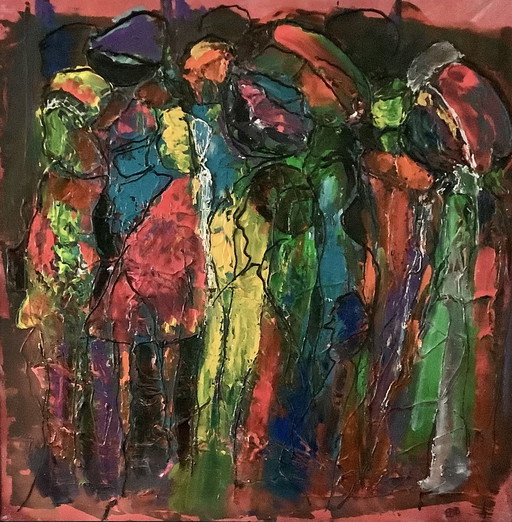 EllesBB - "Colorful crowd on screen" painting