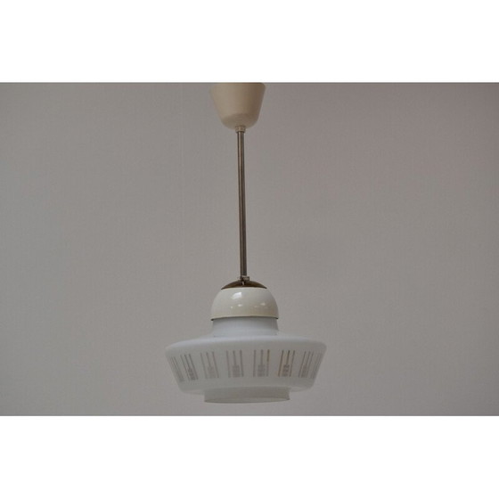 Image 1 of Vintage glass and brass pendant lamp, Czechoslovakia 1960