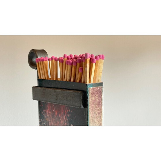 Image 1 of Vintage steel fireplace match holders