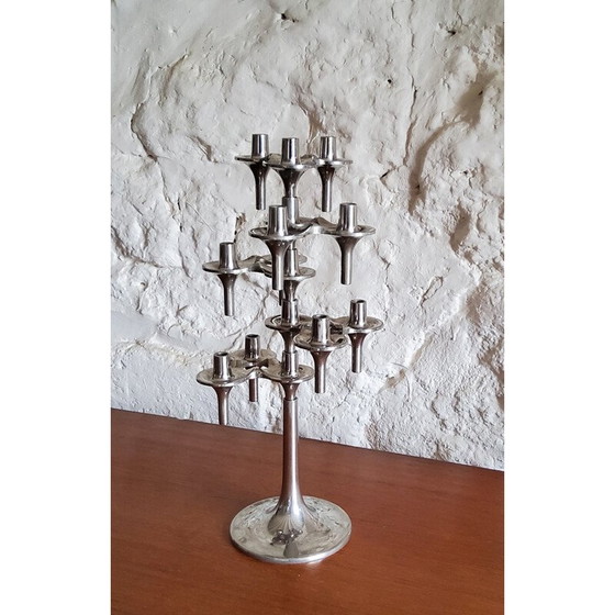 Image 1 of Set of 6 vintage candlesticks and 1 Orion stand by Fritz Nagel and Ceasar Stoffi for Bmf, Germany 1970