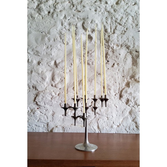 Image 1 of Set of 6 vintage candlesticks and 1 Orion stand by Fritz Nagel and Ceasar Stoffi for Bmf, Germany 1970